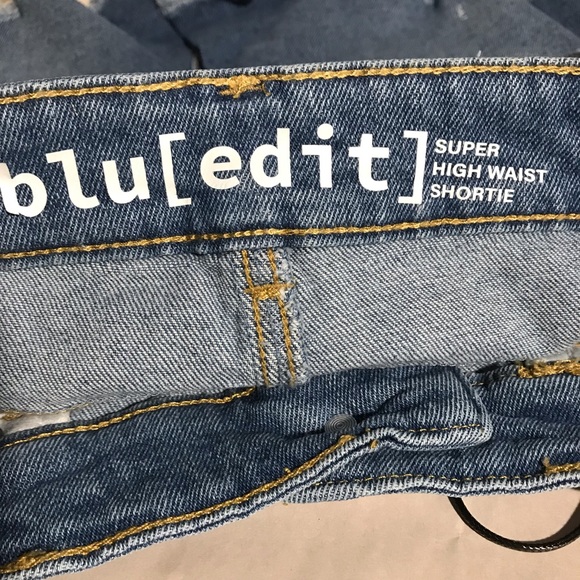 Blu Edit Jean Shorts Super High Rise Shortie - Picture 6 of 6
